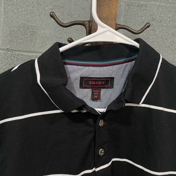 Black and White Striped Polo Shirt - Picture 3 of 3